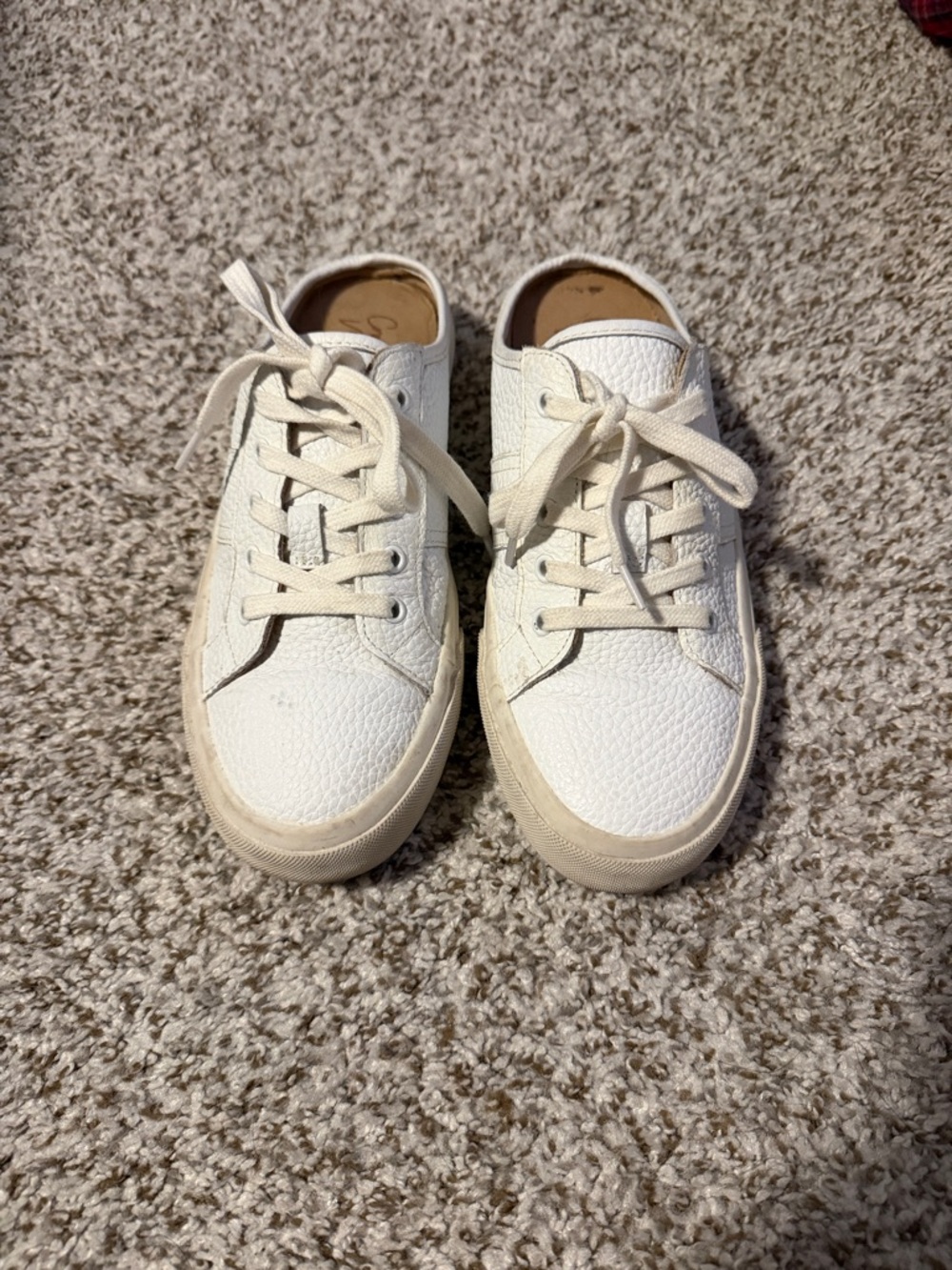 Casual White Leather Lace-Up Sneaker Mules